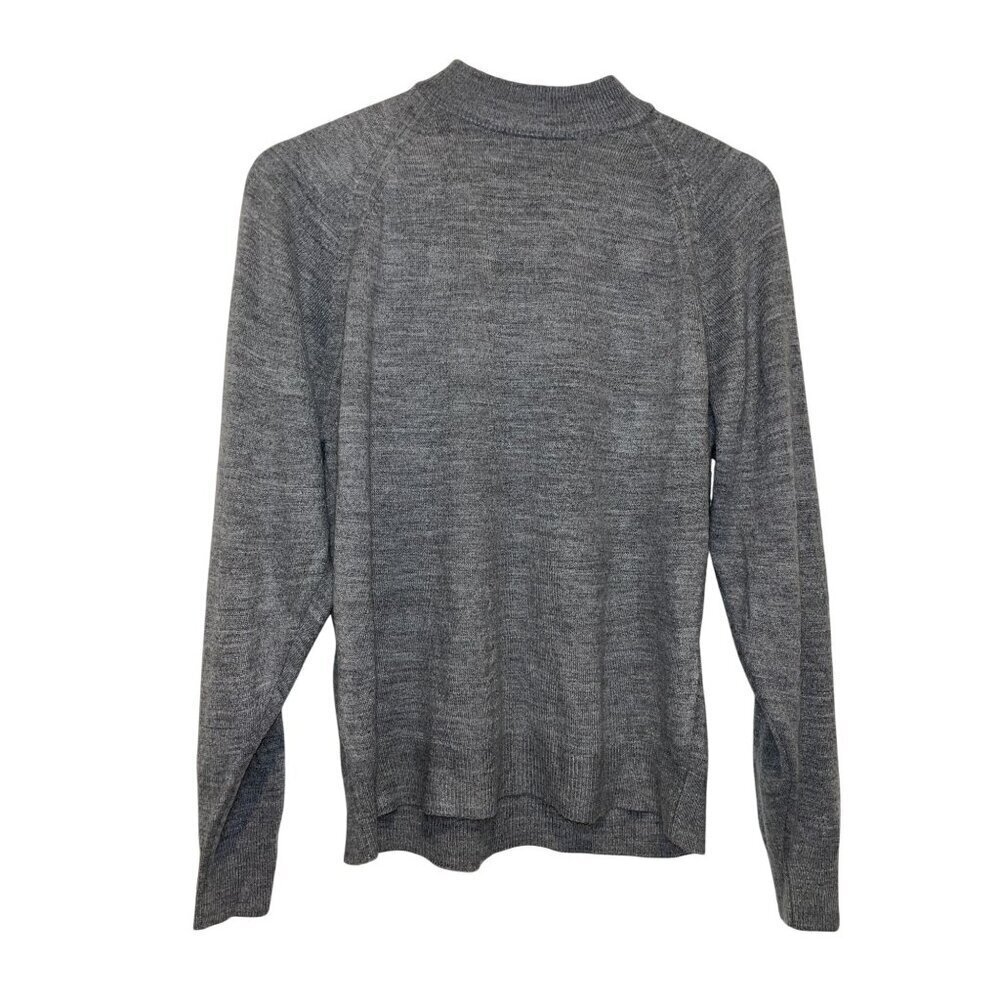 Lord & Taylor Gray Quarter-Zip Wool Sweater Size 38 Long Sleeve Lightweight
